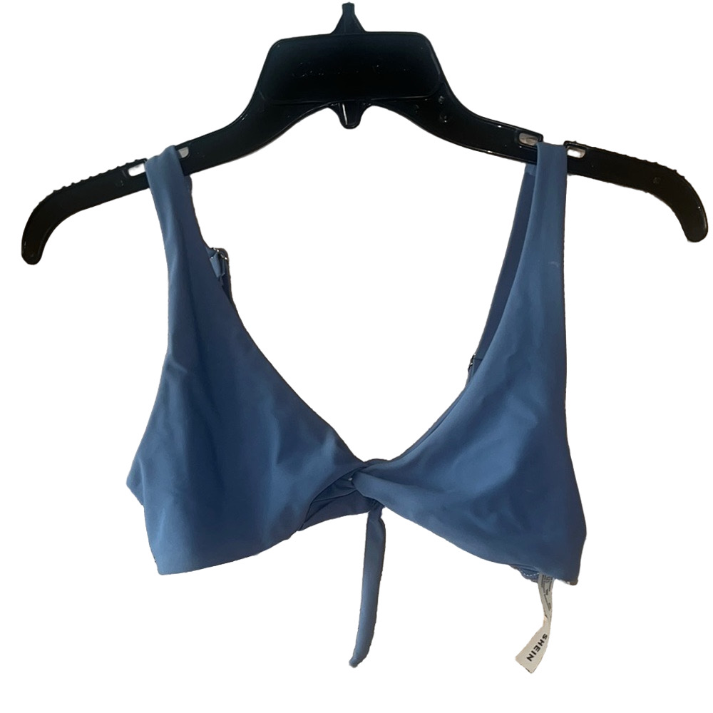 SHEIN Blue Triangle bikini top with adjustable straps